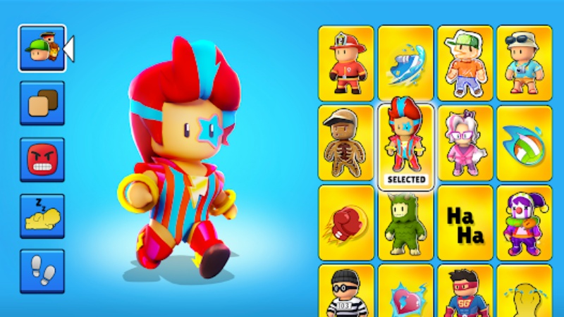 Tải Stumble Guys MOD Hack.boats (Menu, Full Skin, Drone View) v0.100.2 4 Tùy chỉnh nhân vật bằng skin và emote