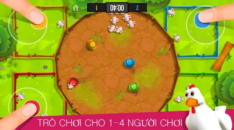 Tải Hack Stickman Party MOD APK (Vô Hạn Tiền, No Ads) v2.4.9.2 2 Khi cả bốn người cùng thao tác trên một màn hình